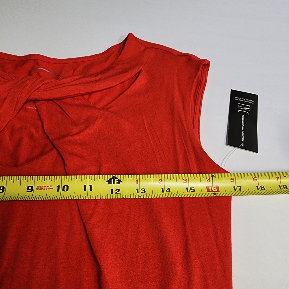 INC International Concepts Loving Red Twist Neck Keyhole Sleeveless Top Sz L NWT - Picture 8 of 9